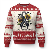 Sunflower Skin Cancer Awareness Ugly Christmas Sweater Brave Strong Resilient