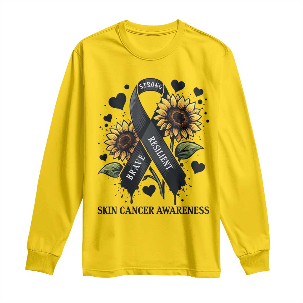 Sunflower Skin Cancer Awareness Long Sleeve Shirt Brave Strong Resilient