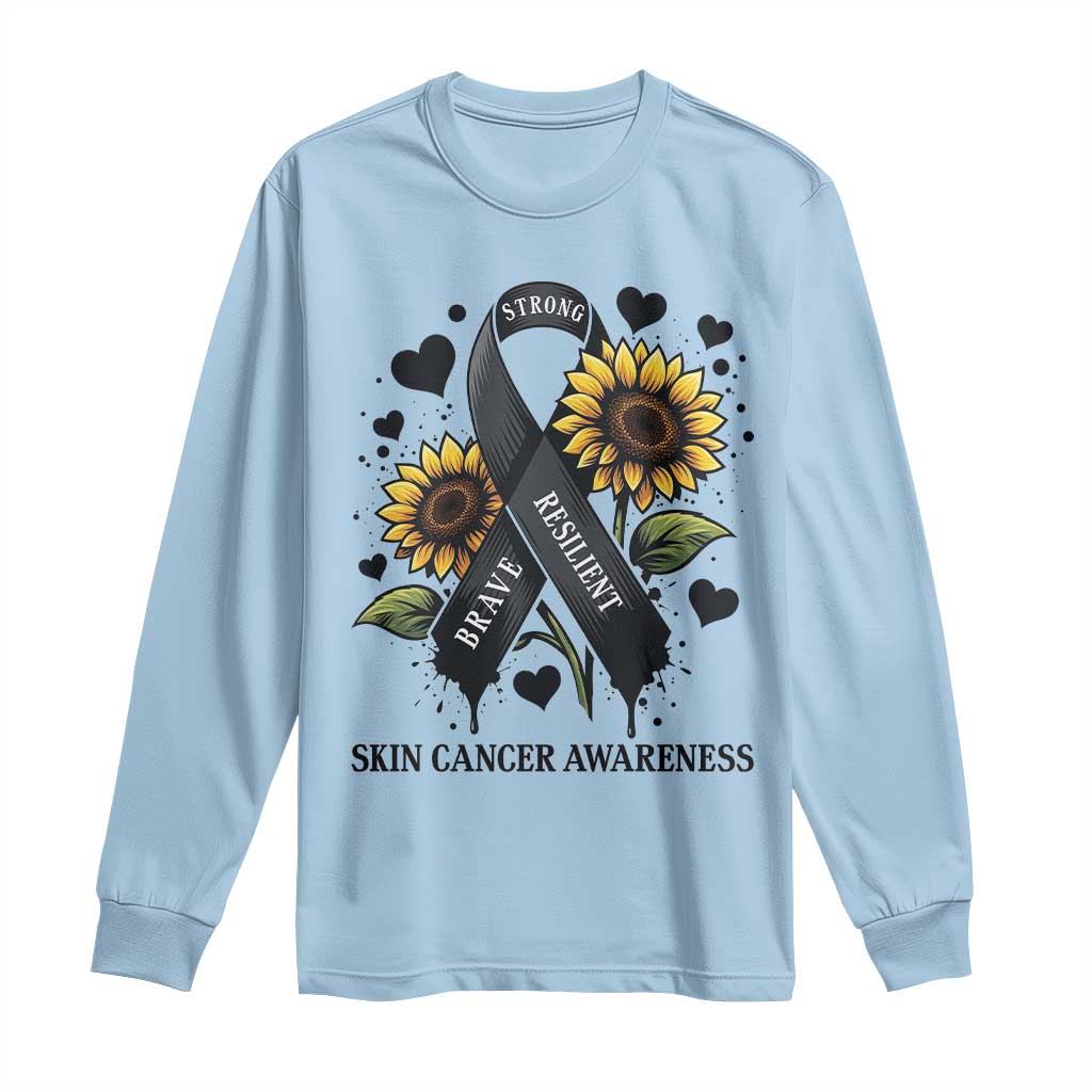 Sunflower Skin Cancer Awareness Long Sleeve Shirt Brave Strong Resilient