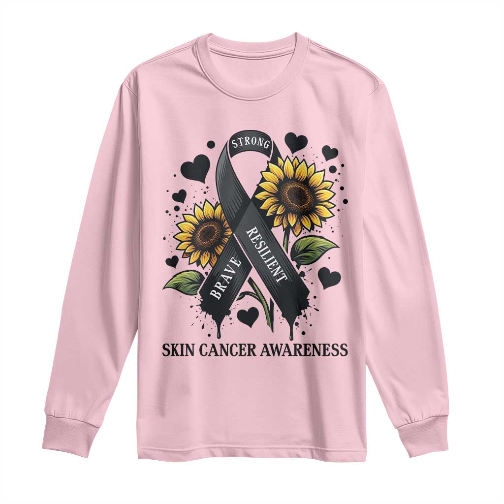 Sunflower Skin Cancer Awareness Long Sleeve Shirt Brave Strong Resilient