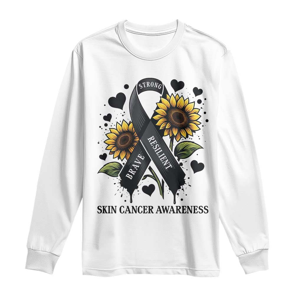 Sunflower Skin Cancer Awareness Long Sleeve Shirt Brave Strong Resilient