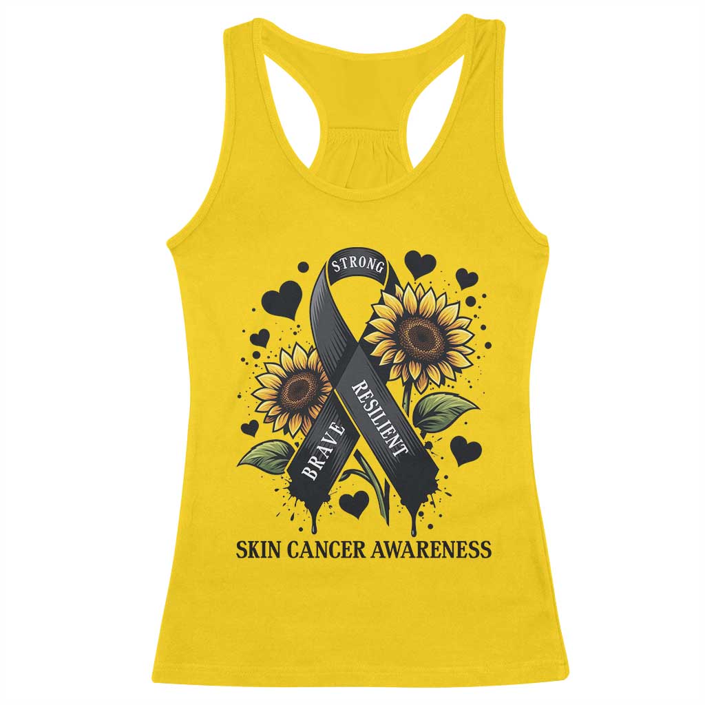 Sunflower Skin Cancer Awareness Racerback Tank Top Brave Strong Resilient