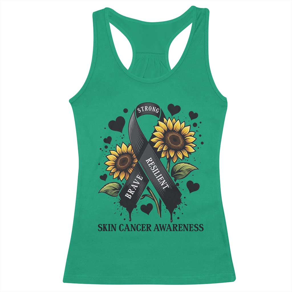 Sunflower Skin Cancer Awareness Racerback Tank Top Brave Strong Resilient