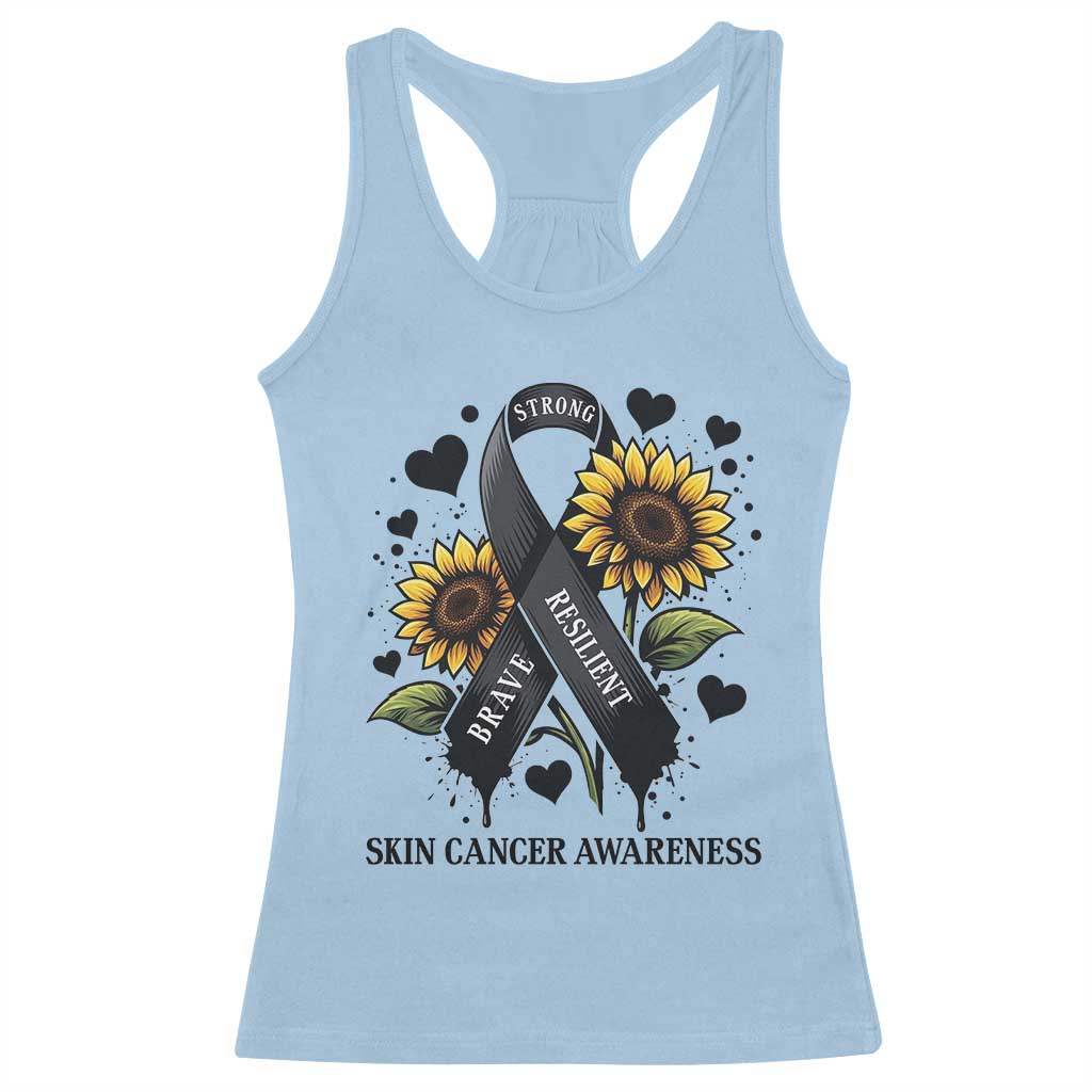 Sunflower Skin Cancer Awareness Racerback Tank Top Brave Strong Resilient