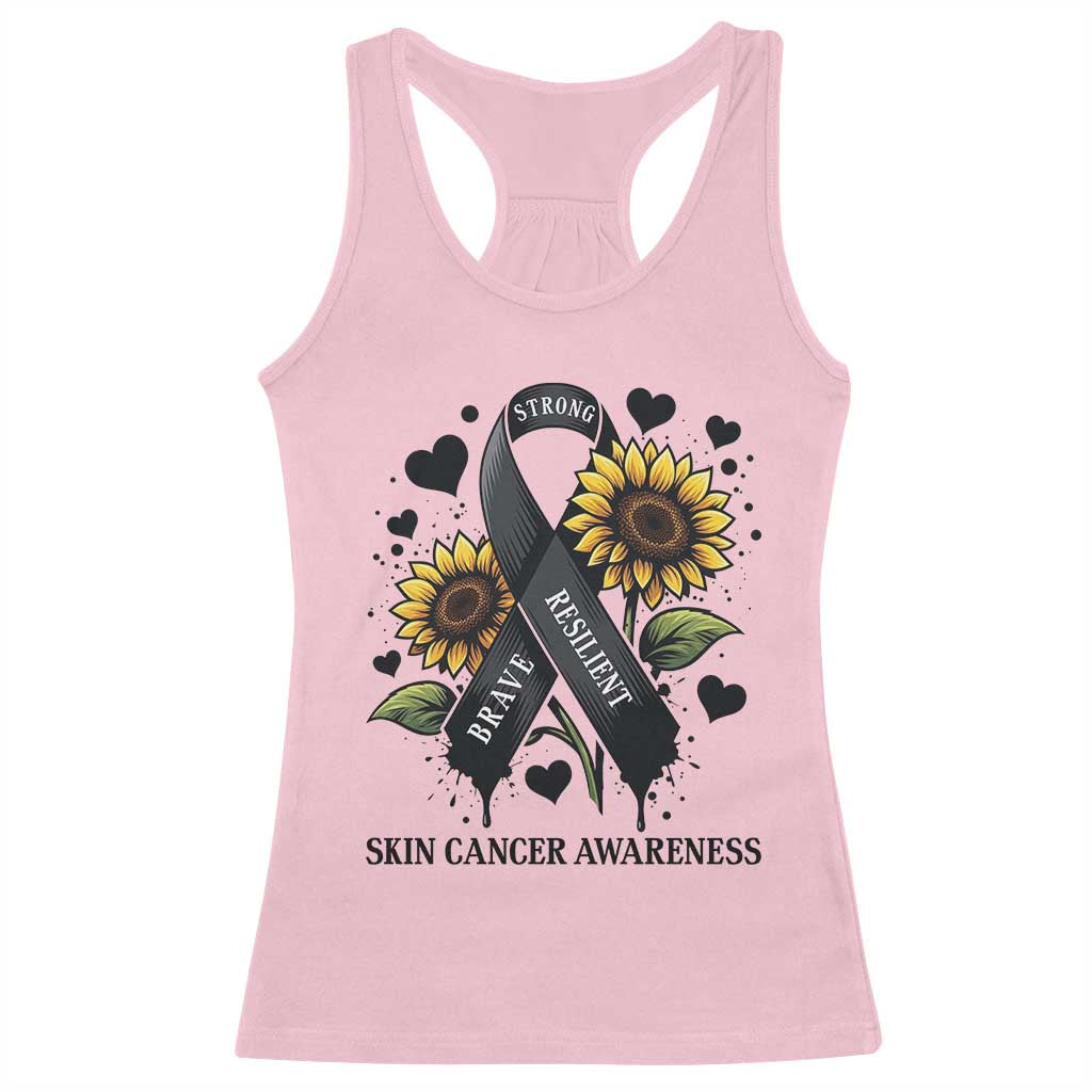 Sunflower Skin Cancer Awareness Racerback Tank Top Brave Strong Resilient