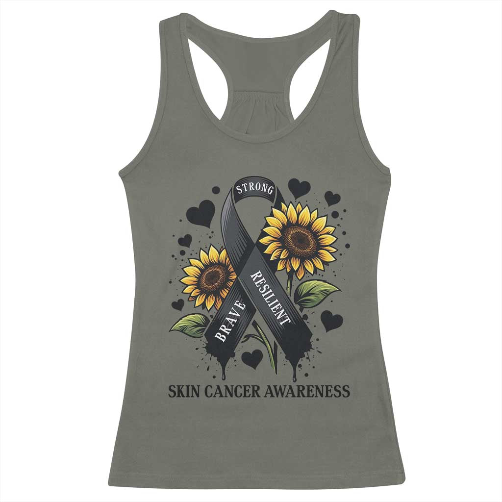 Sunflower Skin Cancer Awareness Racerback Tank Top Brave Strong Resilient