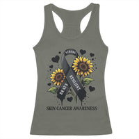 Sunflower Skin Cancer Awareness Racerback Tank Top Brave Strong Resilient