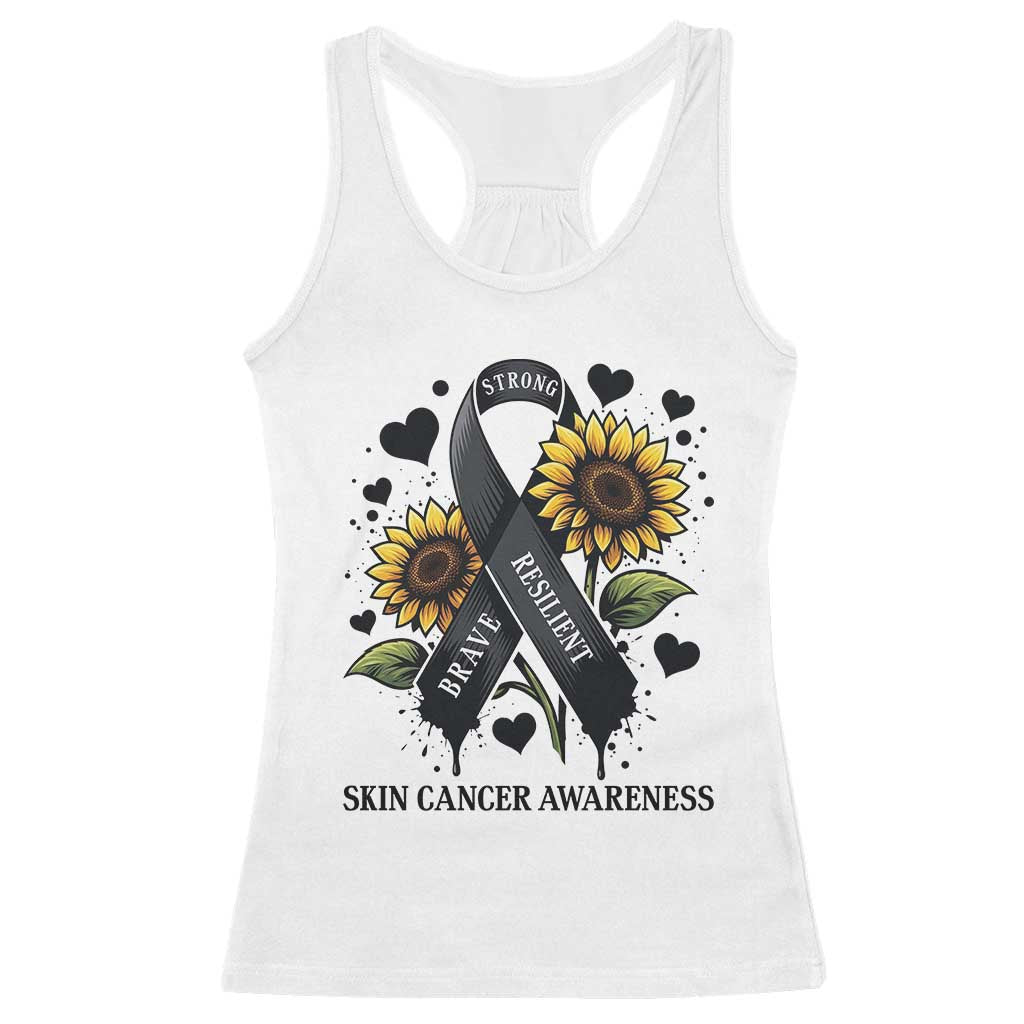 Sunflower Skin Cancer Awareness Racerback Tank Top Brave Strong Resilient