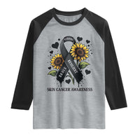 Sunflower Skin Cancer Awareness Raglan Shirt Brave Strong Resilient