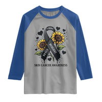 Sunflower Skin Cancer Awareness Raglan Shirt Brave Strong Resilient