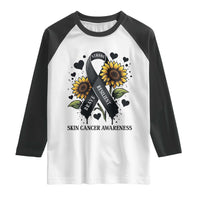 Sunflower Skin Cancer Awareness Raglan Shirt Brave Strong Resilient