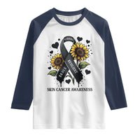 Sunflower Skin Cancer Awareness Raglan Shirt Brave Strong Resilient
