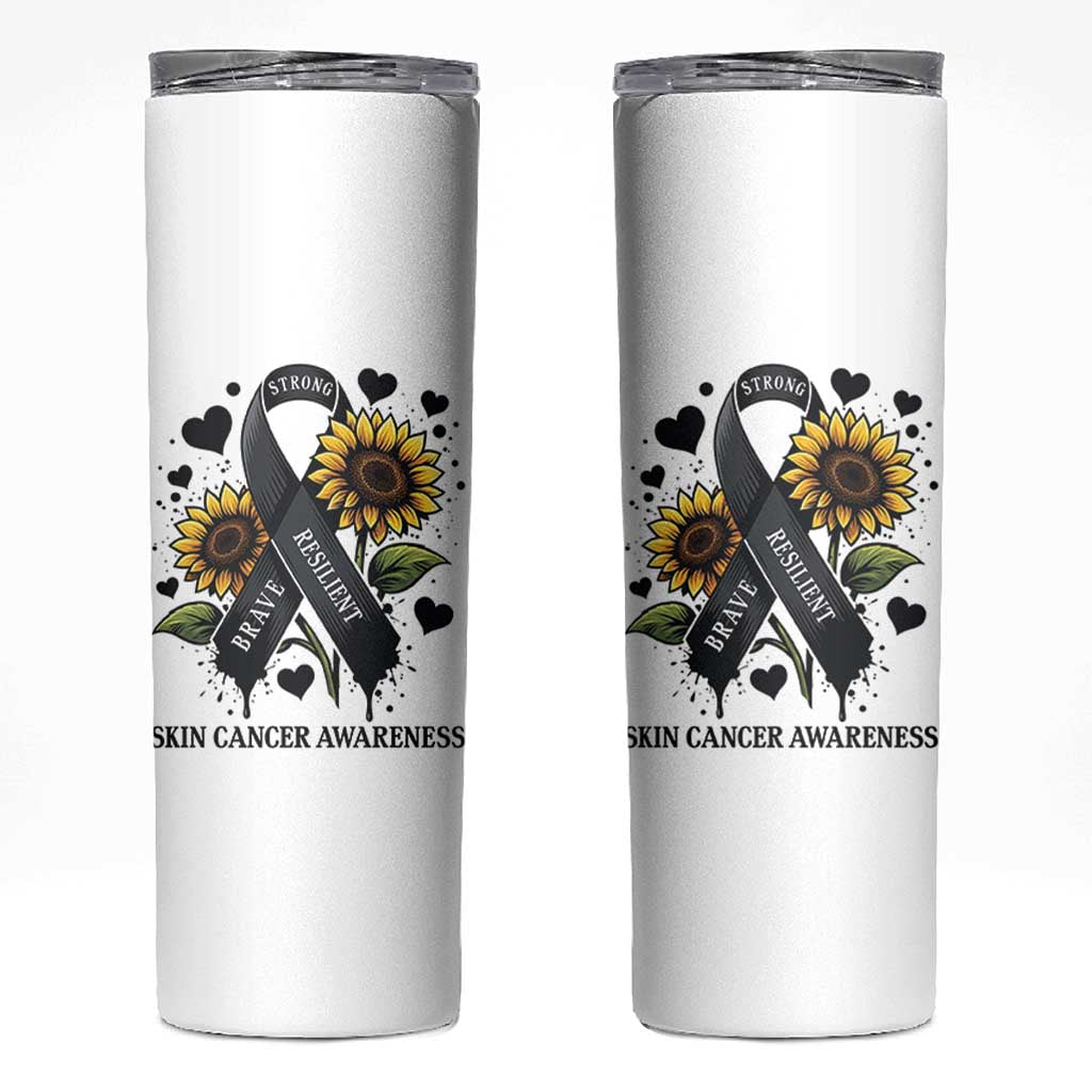 Sunflower Skin Cancer Awareness Skinny Tumbler Brave Strong Resilient
