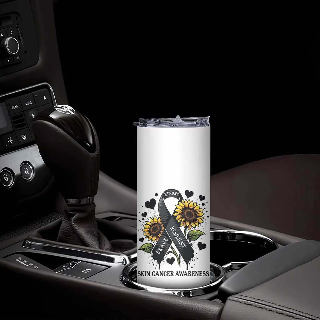 Sunflower Skin Cancer Awareness Skinny Tumbler Brave Strong Resilient