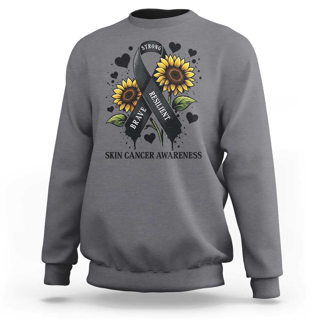 Sunflower Skin Cancer Awareness Sweatshirt Brave Strong Resilient