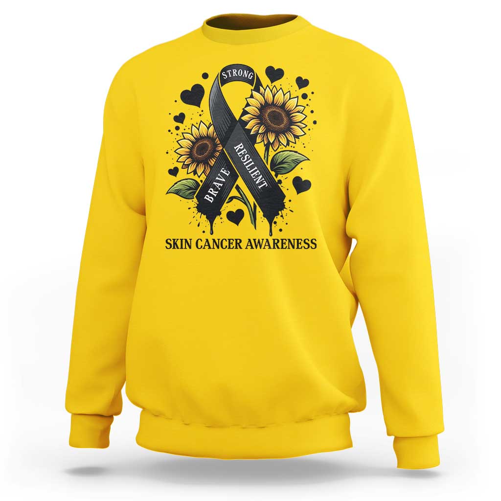 Sunflower Skin Cancer Awareness Sweatshirt Brave Strong Resilient