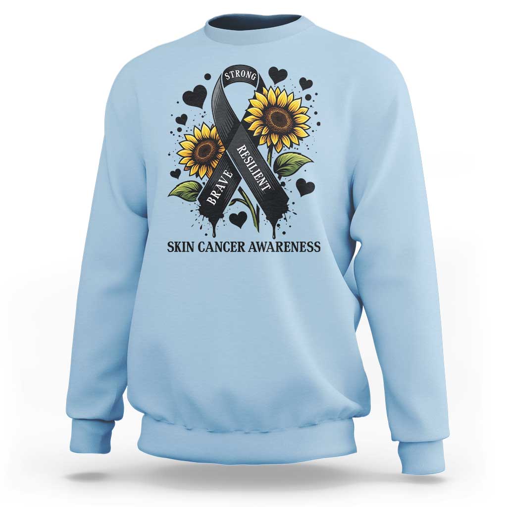 Sunflower Skin Cancer Awareness Sweatshirt Brave Strong Resilient
