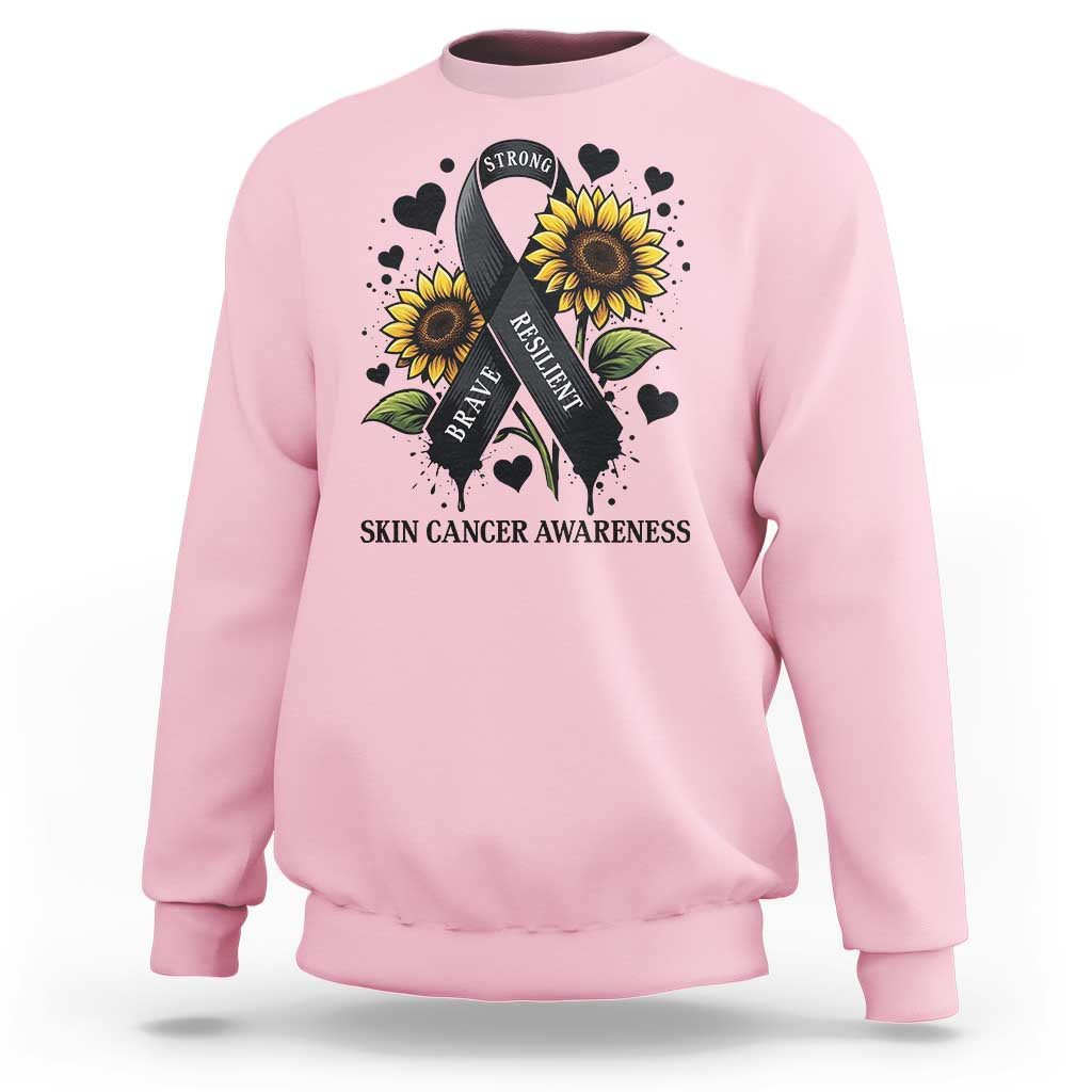 Sunflower Skin Cancer Awareness Sweatshirt Brave Strong Resilient