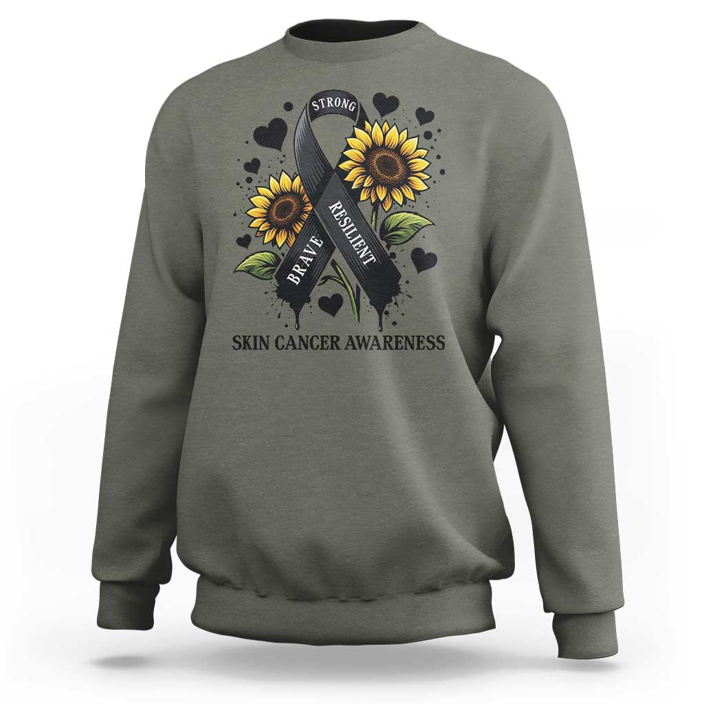 Sunflower Skin Cancer Awareness Sweatshirt Brave Strong Resilient