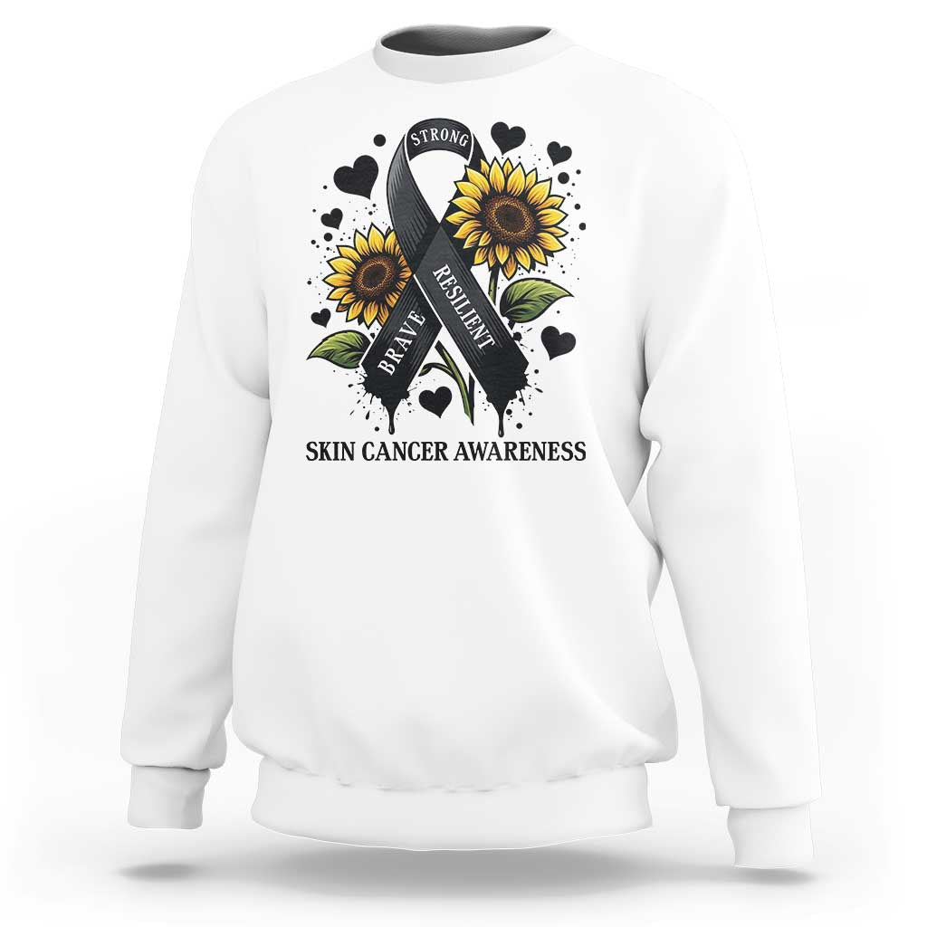 Sunflower Skin Cancer Awareness Sweatshirt Brave Strong Resilient
