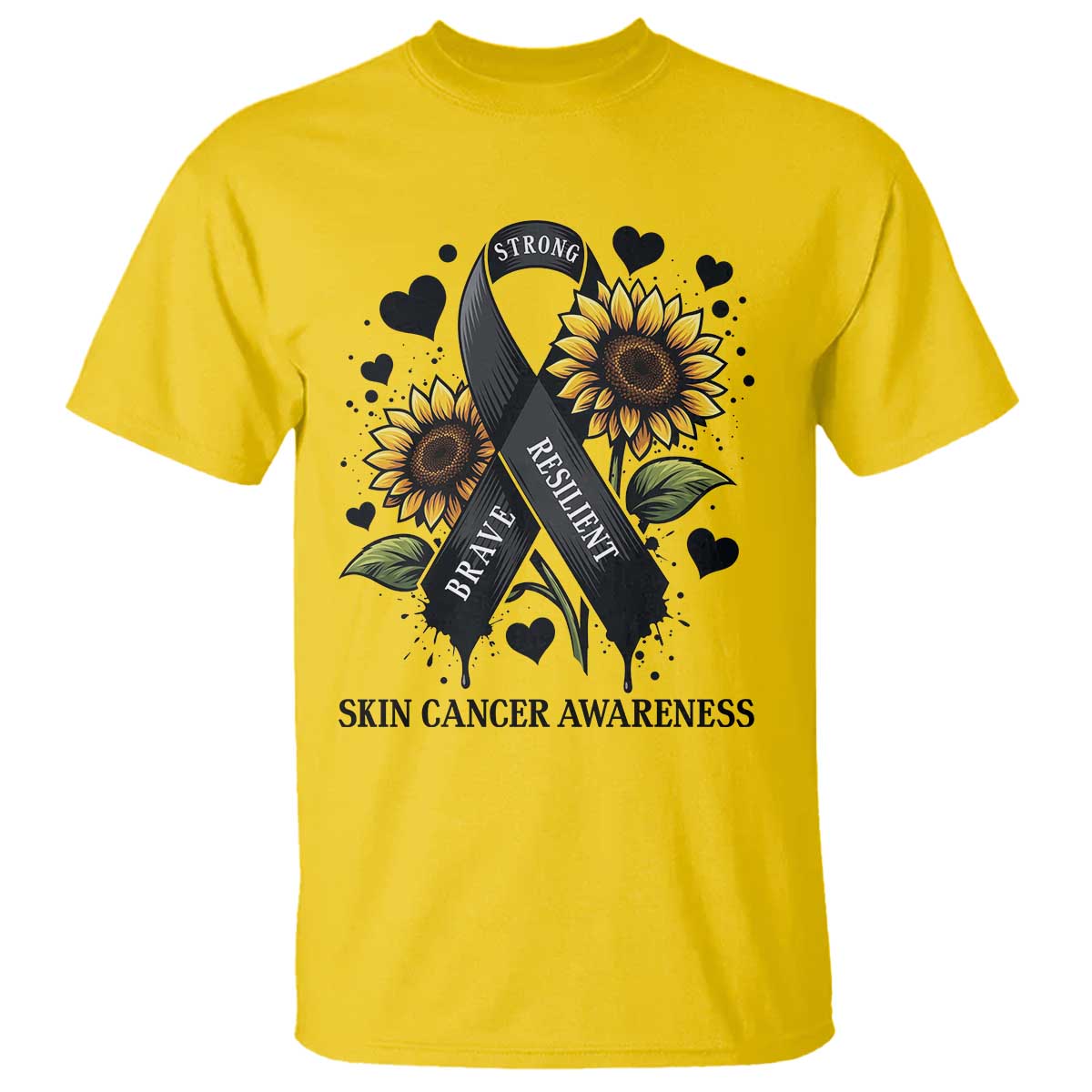 Sunflower Skin Cancer Awareness T Shirt Brave Strong Resilient