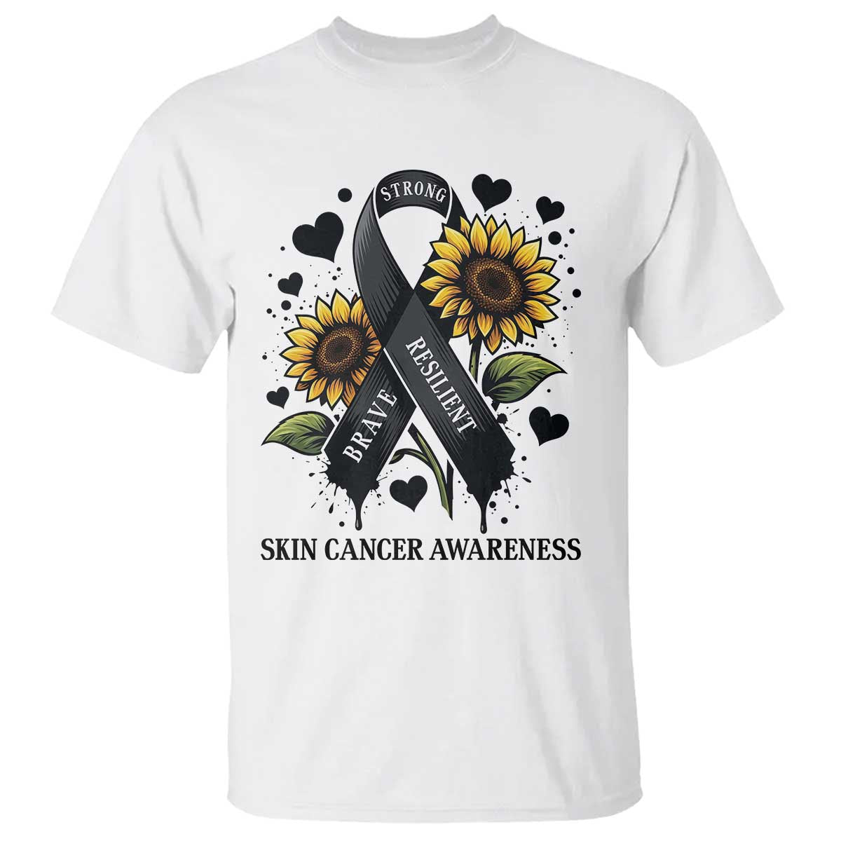 Sunflower Skin Cancer Awareness T Shirt Brave Strong Resilient