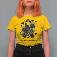 Sunflower Skin Cancer Awareness T Shirt For Women Brave Strong Resilient