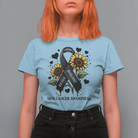 Sunflower Skin Cancer Awareness T Shirt For Women Brave Strong Resilient