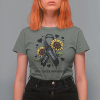 Sunflower Skin Cancer Awareness T Shirt For Women Brave Strong Resilient