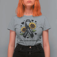Sunflower Skin Cancer Awareness T Shirt For Women Brave Strong Resilient