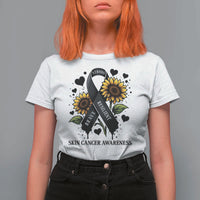 Sunflower Skin Cancer Awareness T Shirt For Women Brave Strong Resilient