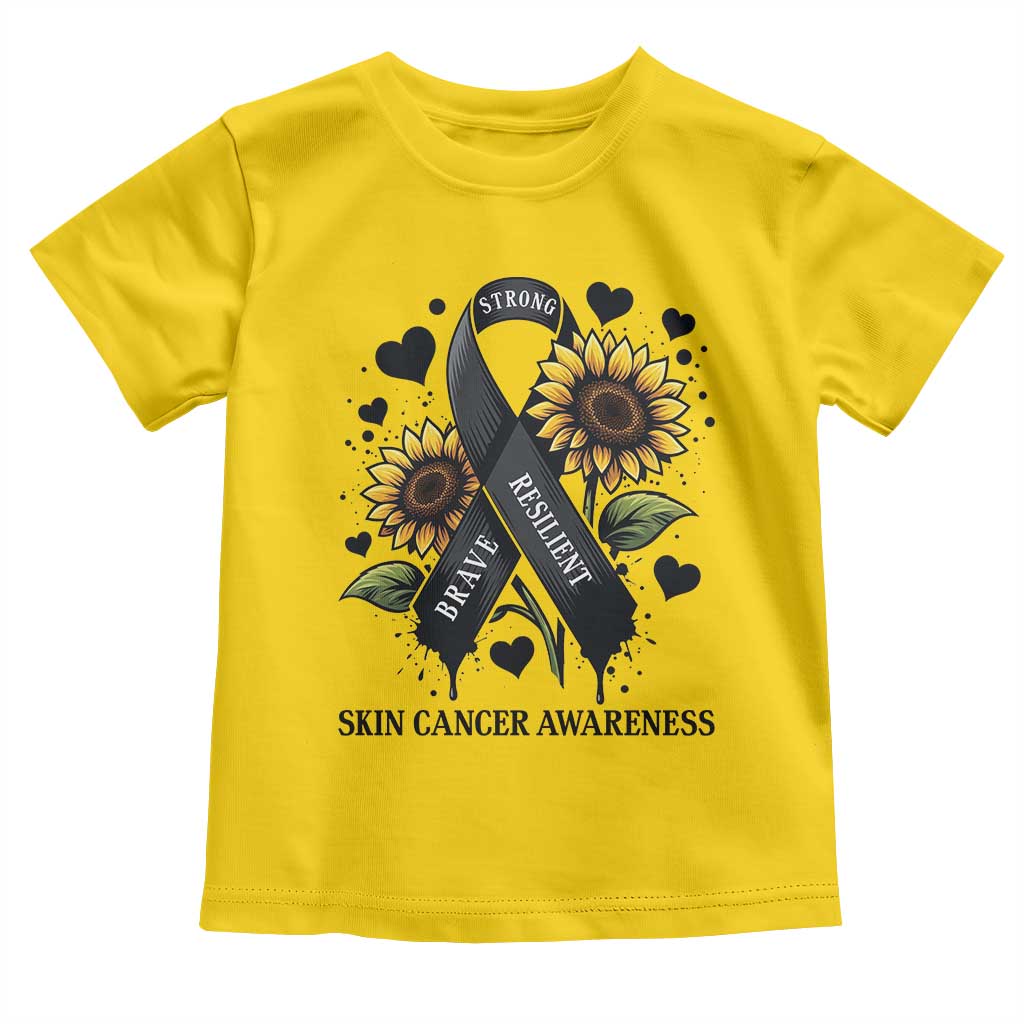 Sunflower Skin Cancer Awareness Toddler T Shirt Brave Strong Resilient
