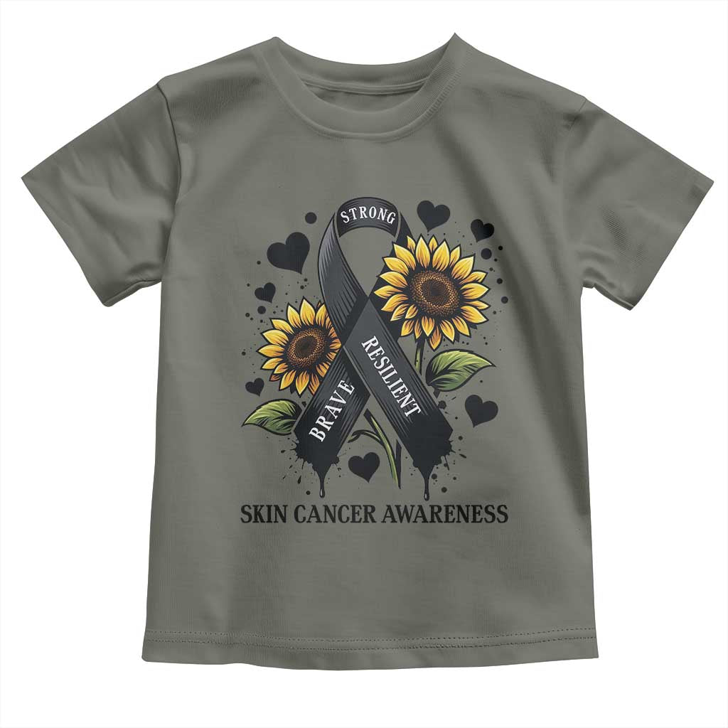 Sunflower Skin Cancer Awareness Toddler T Shirt Brave Strong Resilient
