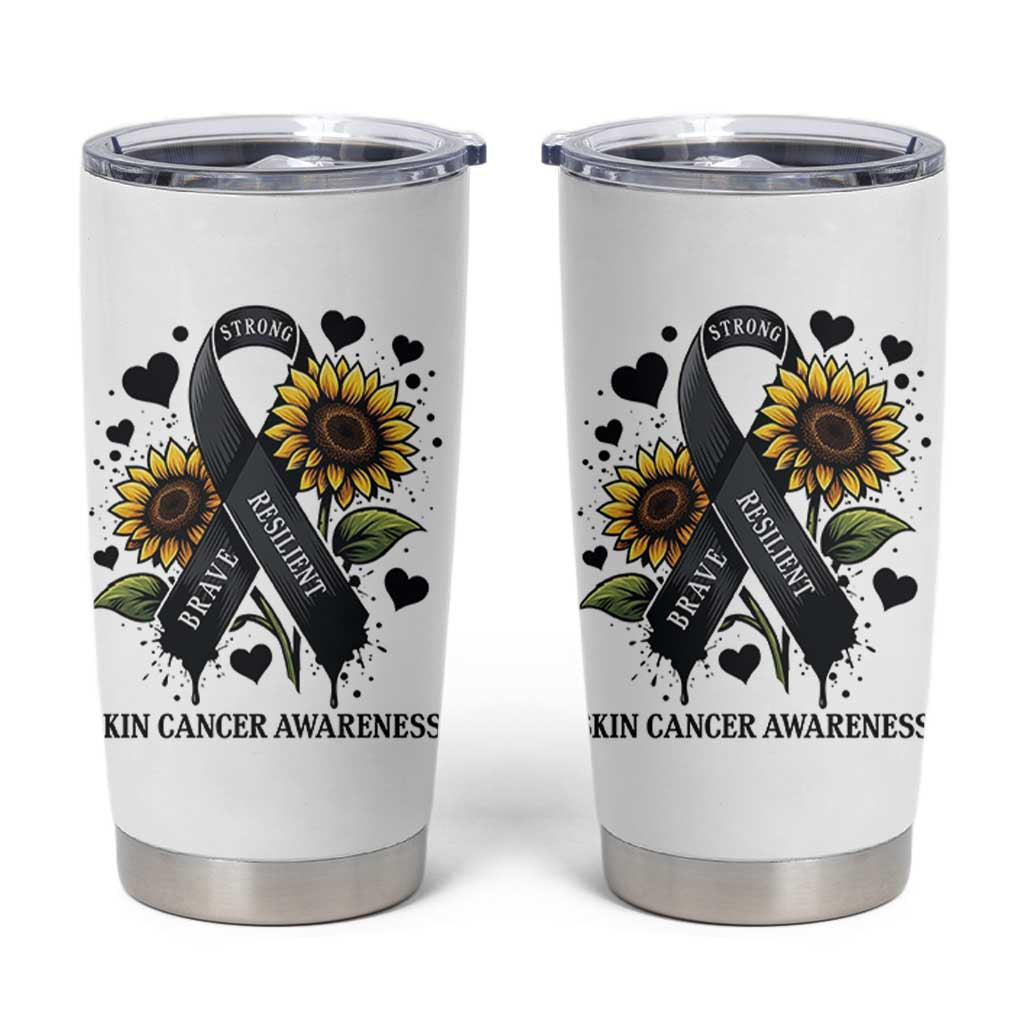 Sunflower Skin Cancer Awareness Tumbler Cup Brave Strong Resilient