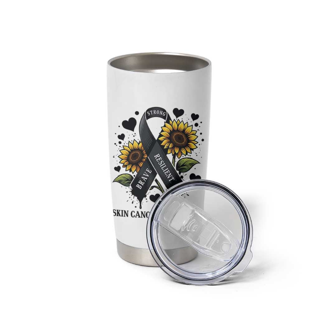 Sunflower Skin Cancer Awareness Tumbler Cup Brave Strong Resilient
