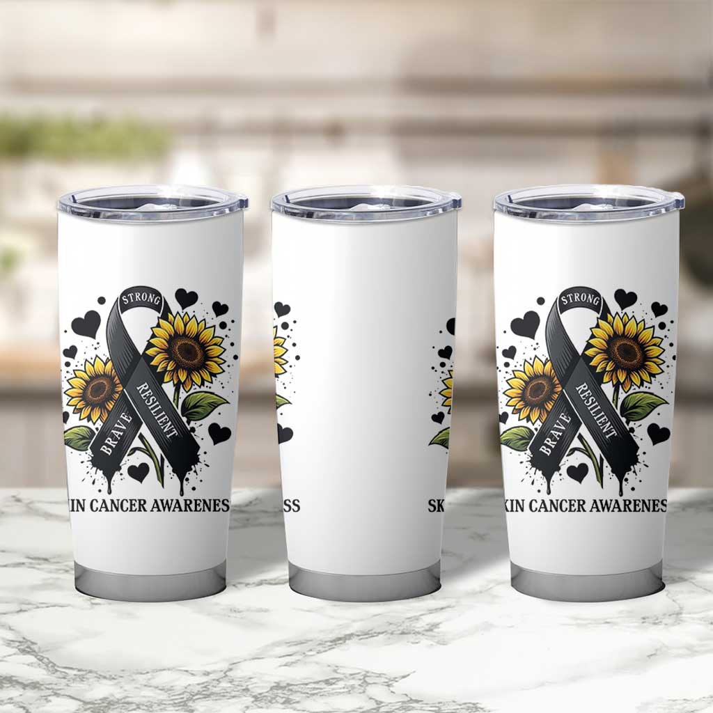 Sunflower Skin Cancer Awareness Tumbler Cup Brave Strong Resilient