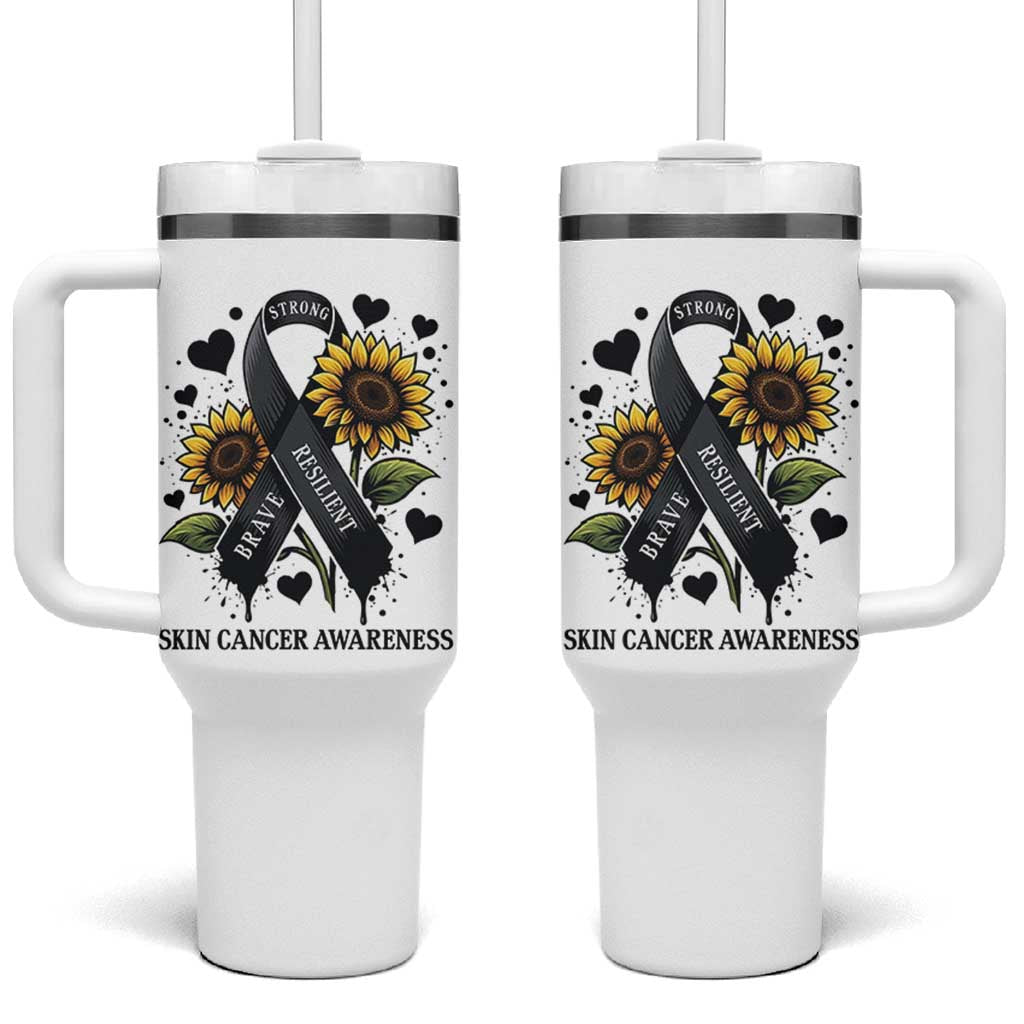 Sunflower Skin Cancer Awareness Tumbler With Handle Brave Strong Resilient