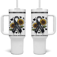 Sunflower Skin Cancer Awareness Tumbler With Handle Brave Strong Resilient