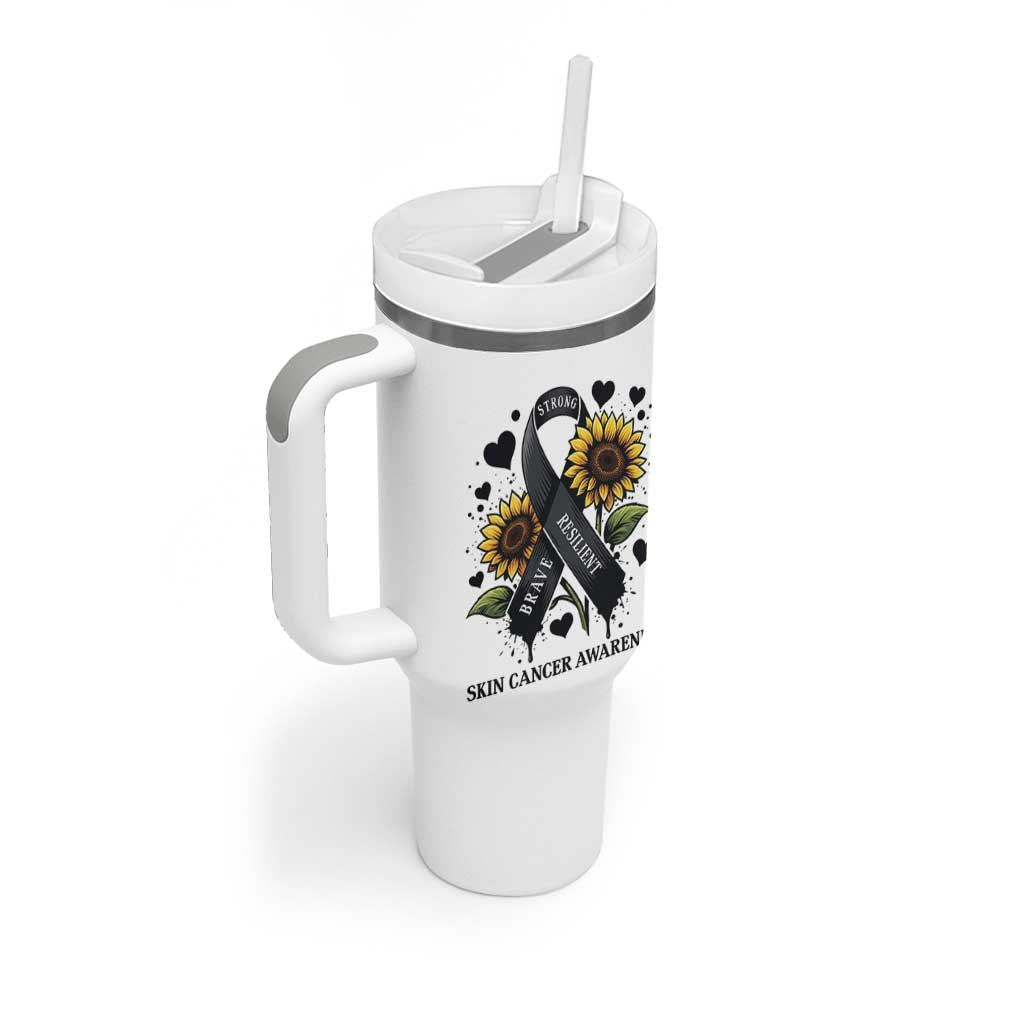 Sunflower Skin Cancer Awareness Tumbler With Handle Brave Strong Resilient