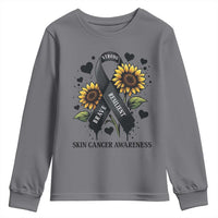 Sunflower Skin Cancer Awareness Youth Sweatshirt Brave Strong Resilient