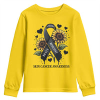 Sunflower Skin Cancer Awareness Youth Sweatshirt Brave Strong Resilient