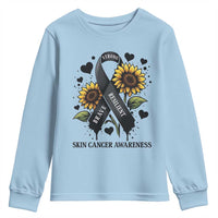 Sunflower Skin Cancer Awareness Youth Sweatshirt Brave Strong Resilient