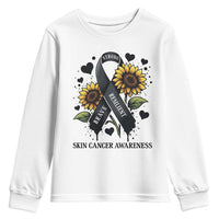 Sunflower Skin Cancer Awareness Youth Sweatshirt Brave Strong Resilient