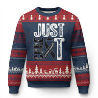 Skin Cancer Warrior Awareness Fighter Ugly Christmas Sweater Just Cure It