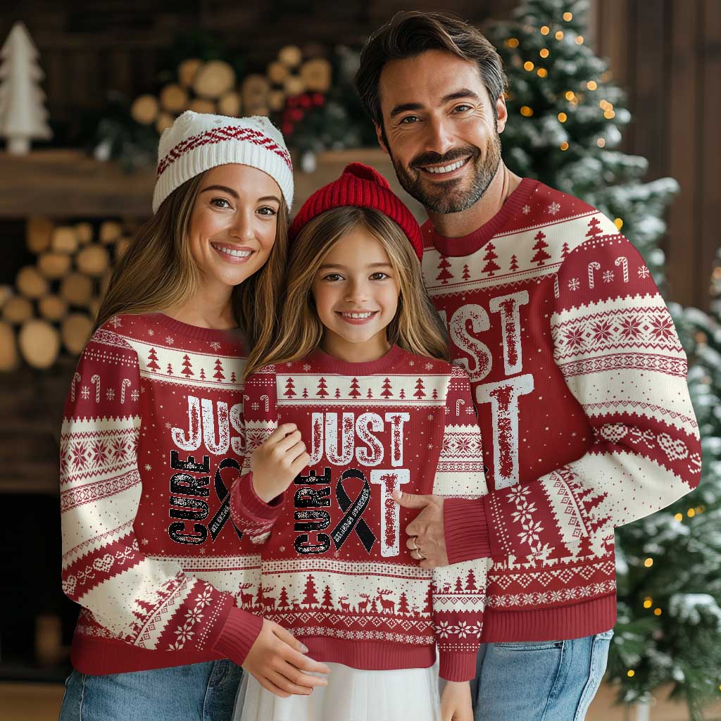 Skin Cancer Warrior Awareness Fighter Ugly Christmas Sweater Just Cure It