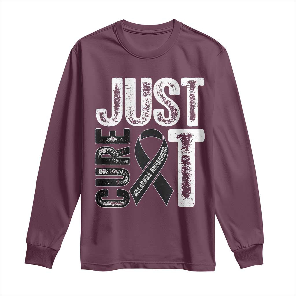 Skin Cancer Warrior Awareness Fighter Long Sleeve Shirt Just Cure It