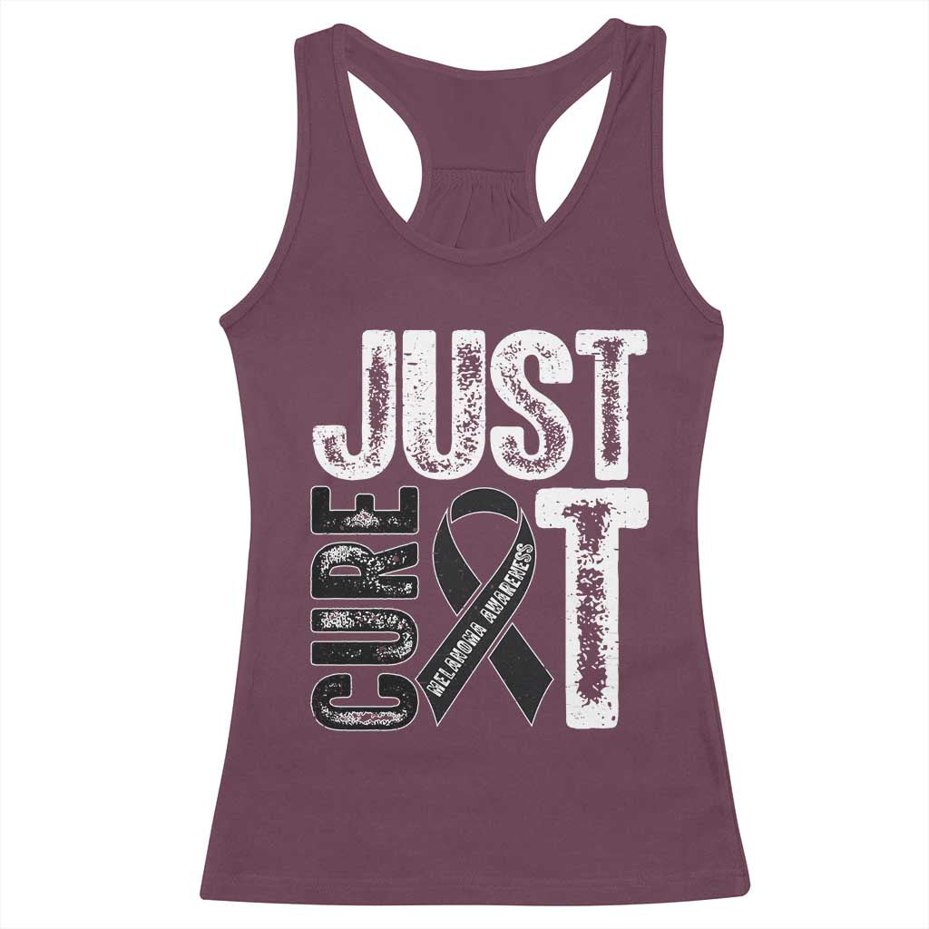Skin Cancer Warrior Awareness Fighter Racerback Tank Top Just Cure It