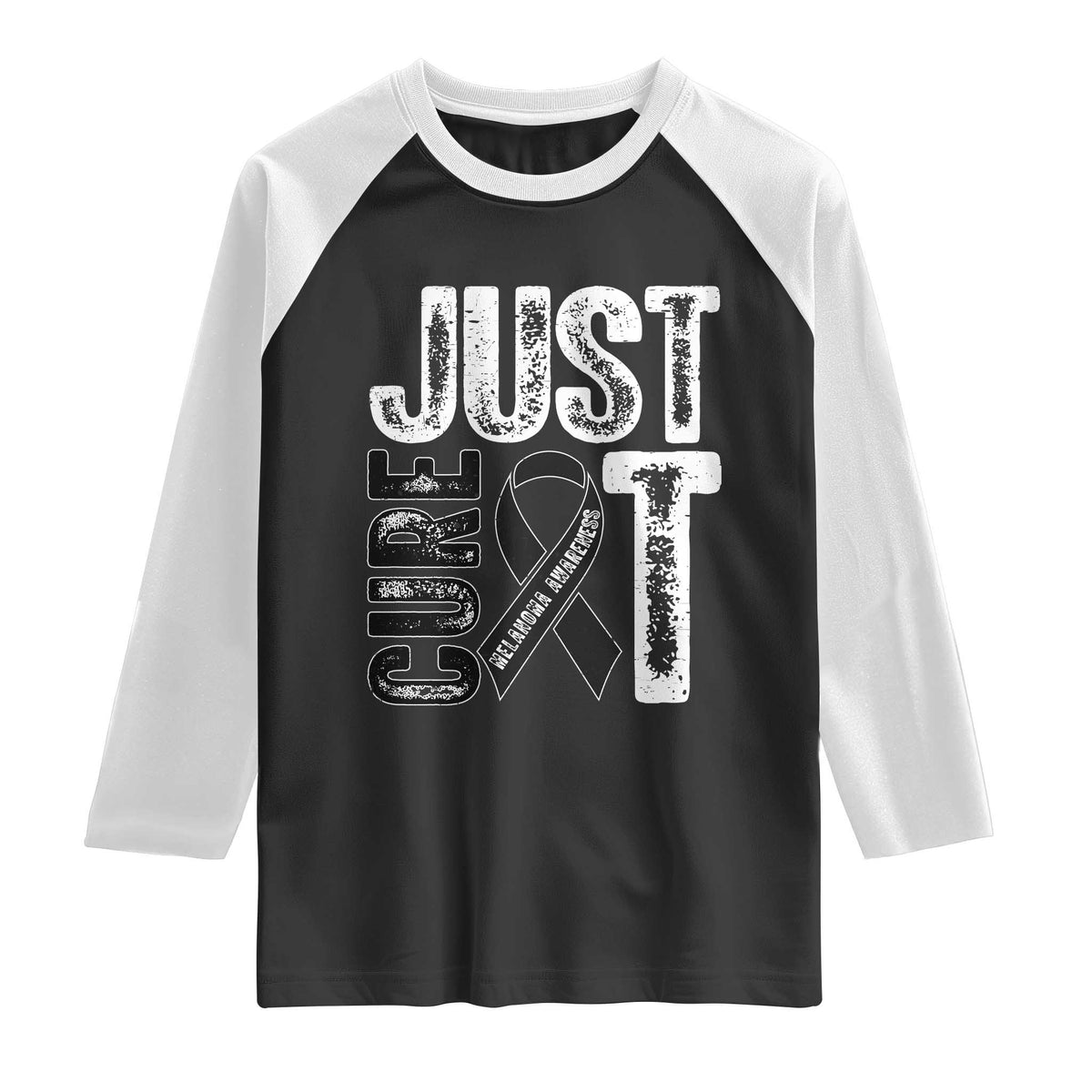 Skin Cancer Warrior Awareness Fighter Raglan Shirt Just Cure It