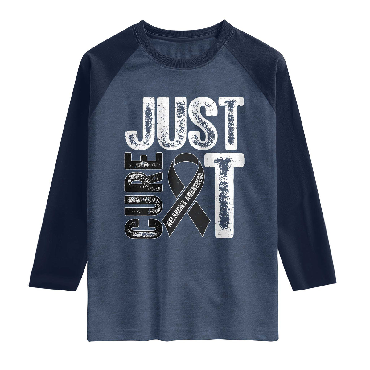 Skin Cancer Warrior Awareness Fighter Raglan Shirt Just Cure It