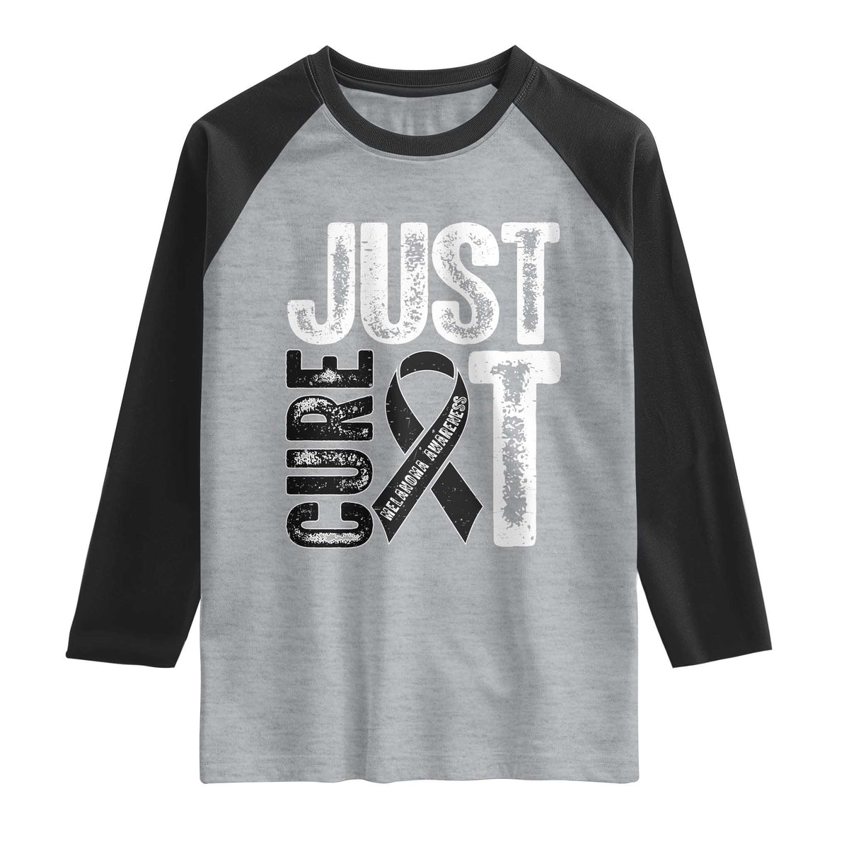 Skin Cancer Warrior Awareness Fighter Raglan Shirt Just Cure It